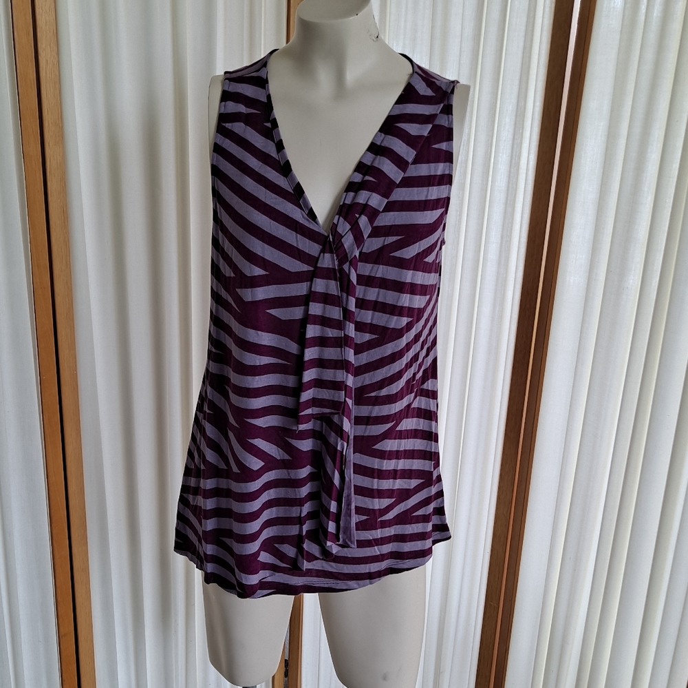 Daisy Fuentes striped faux wrap tank , PL